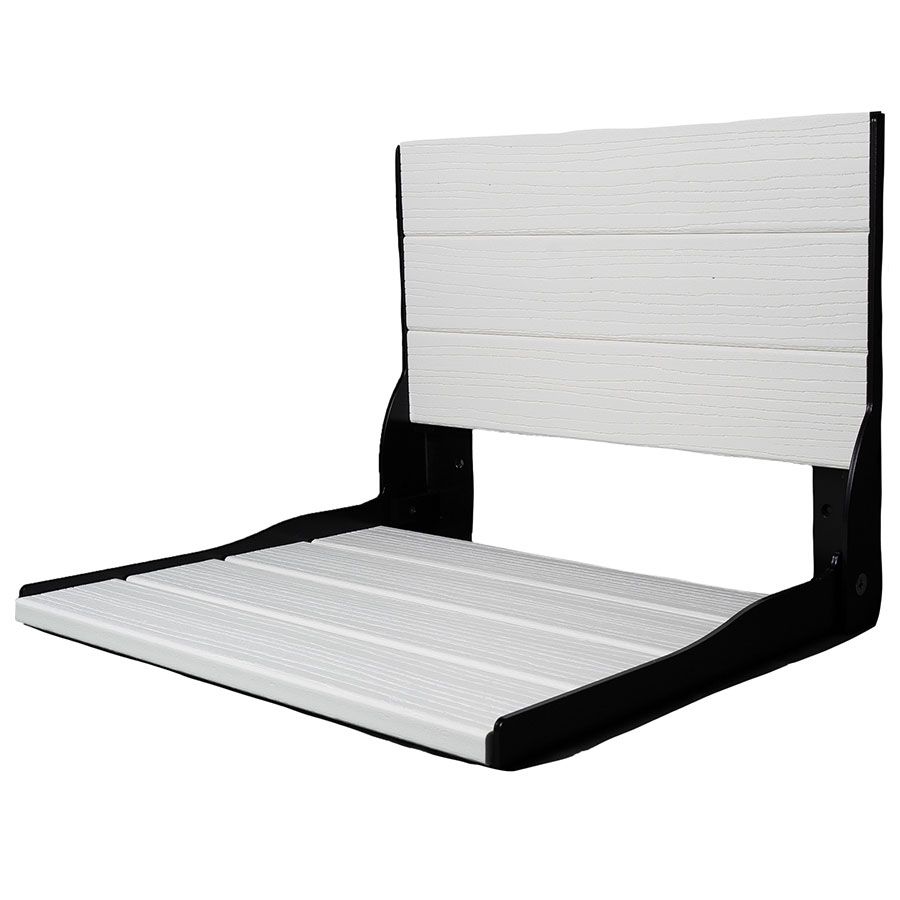 Fold-down composite shower seat with matte black frame